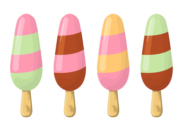 Set of Ice Cream Cartoon isolated