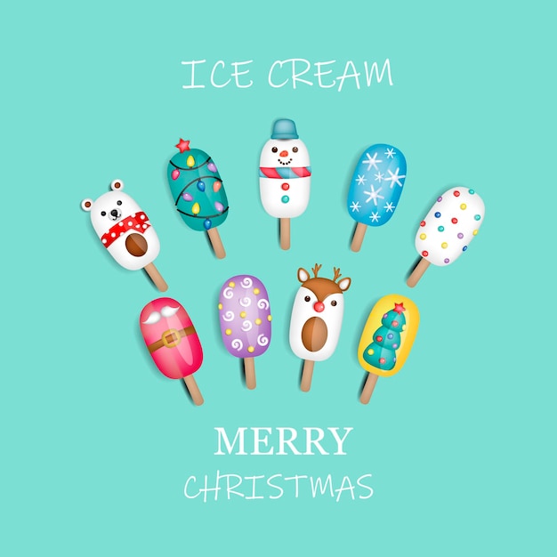 Set ice cream Christmas