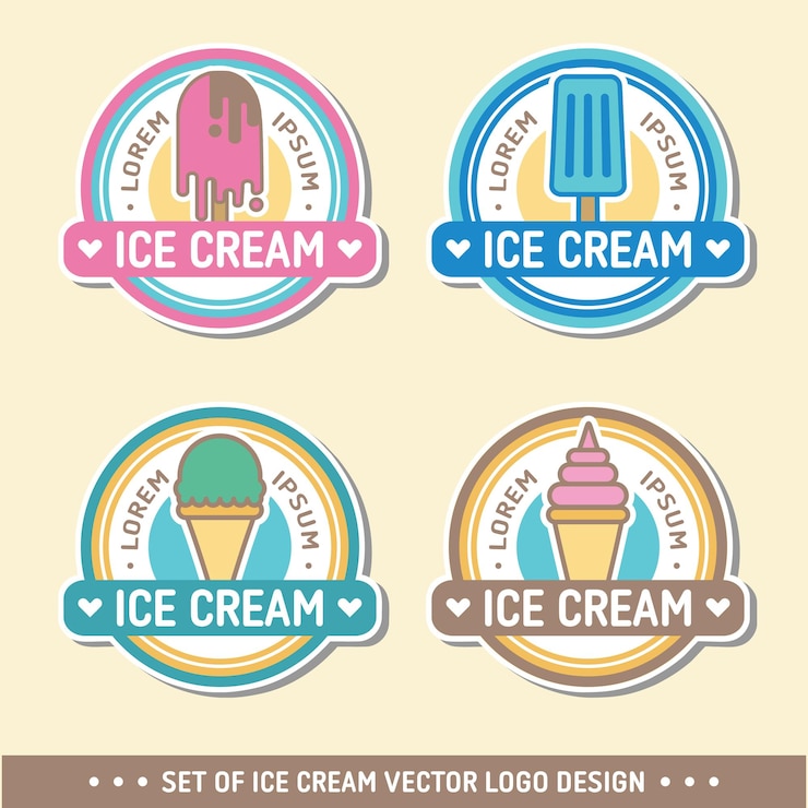Vector 아이스크림 로고 세트
