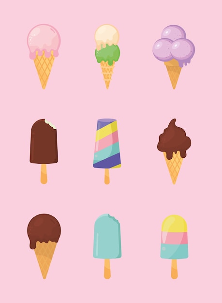 Set ice creams