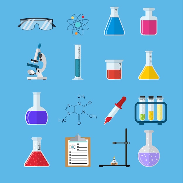 Vector set icon chemicals