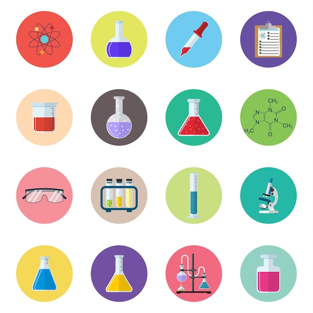 Vector set icon chemicals