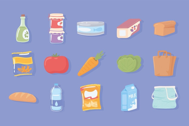 Vector set icon grocery products