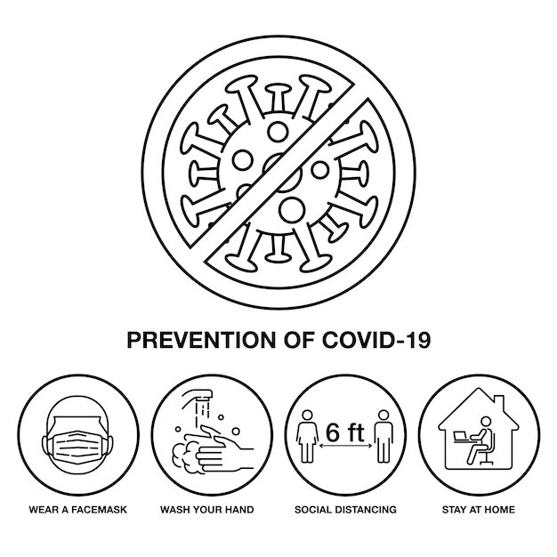 Covid-19、記号と記号のストローク線のアイコン防止を設定します。