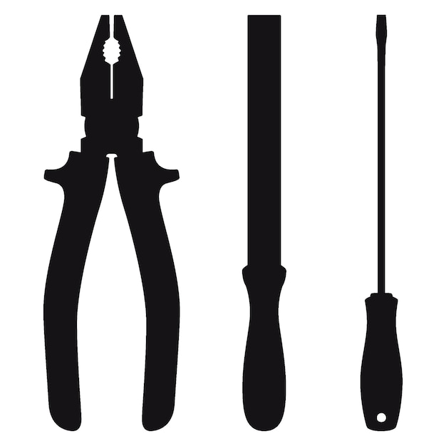 Vector set of icon tools black color for carpentry service repair service