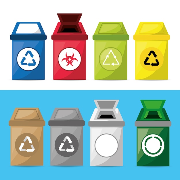 set icon trash can для разделения отходов