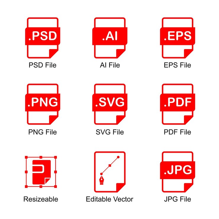 Vector set icon of type file format