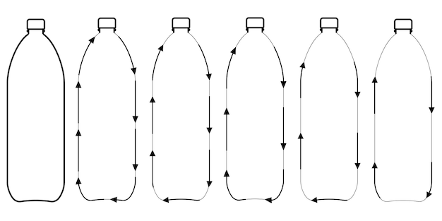 Set iconen recycling van plastic flessen vector teken symbool recycling van plastic flessen voor water en dranken recyclebaar