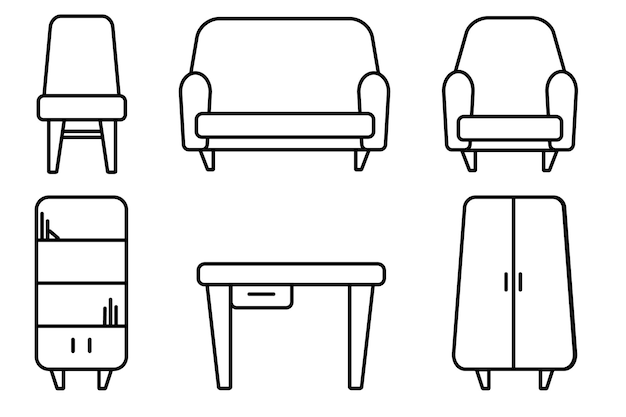 Set iconen van meubeloverzicht