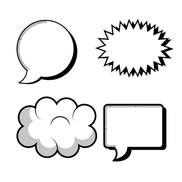Imposta icone bolla discorso design silhouette