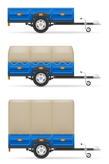 Vector set icons car trailer for the transportation