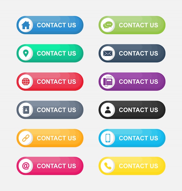 Vector set icons of contact us button isolated on white background.