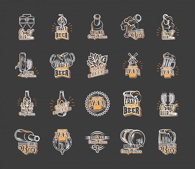 Vector set of icons craft beer