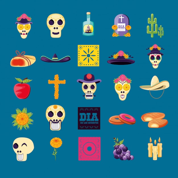 Set icons of day of the dead party