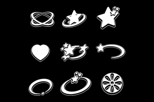 A set of icons for the design of the space theme.