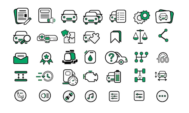 set of icons for the design of the website of the forum of motorists 