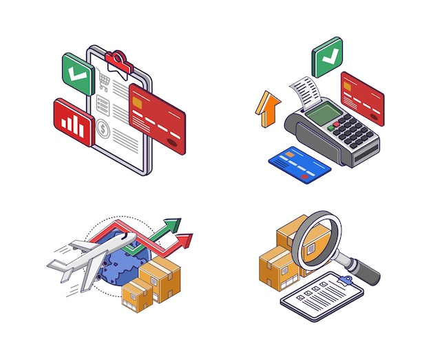 Set of icons for e commerce online shopping strategy business