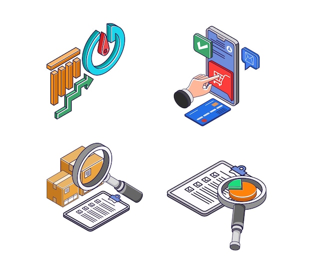 Set of icons for e commerce shopping technology business