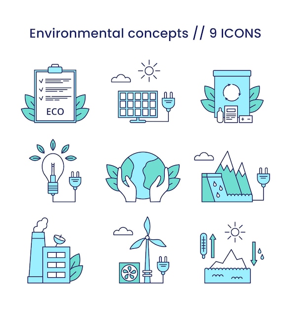 Set icons environmental, esg concept. vector illustration.