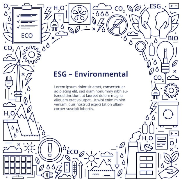 Набор иконок ESG ECO BIO Экологические критерии ESG Template Vector illustration