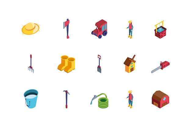 Set of icons of farm