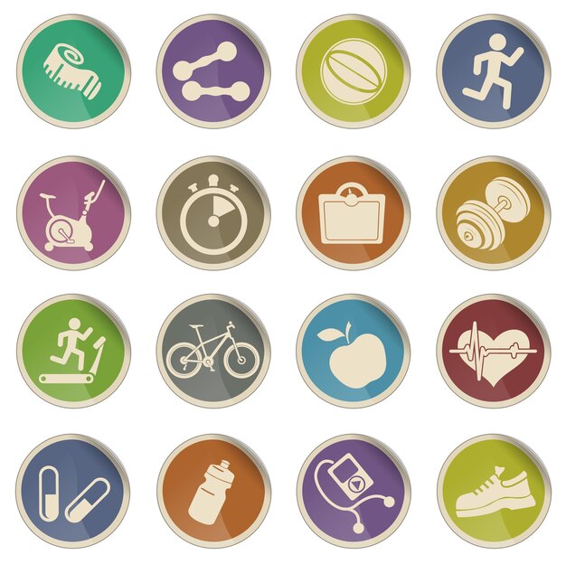 Vector set of  icons on fitness. simply symbol for web icons