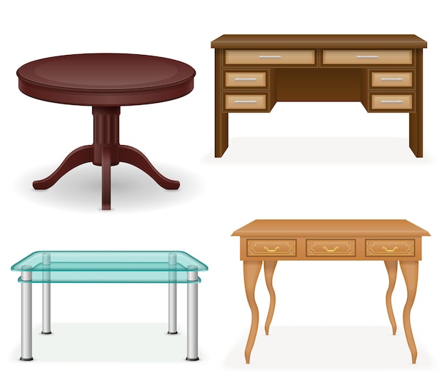 Vector set icons furniture table vector illustration