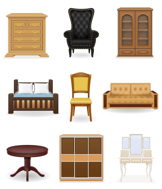 Vector set icons furniture vector illustration