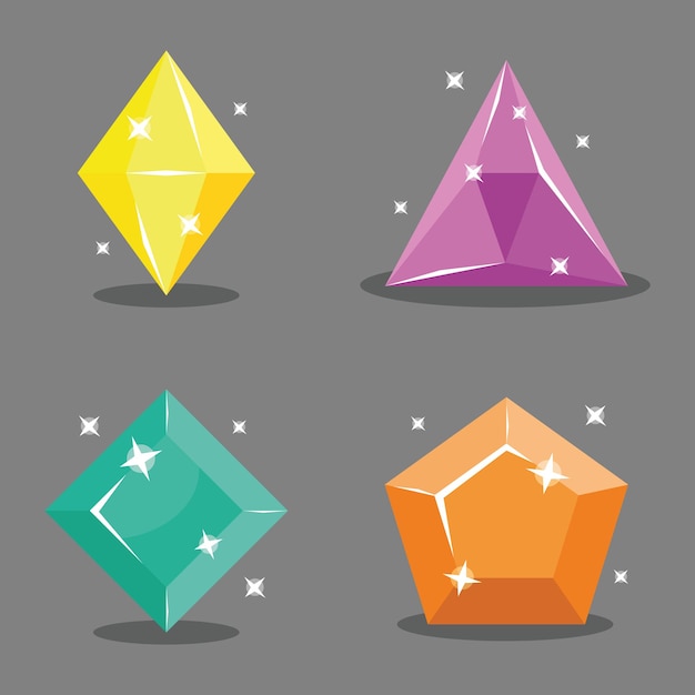 Vector set of icons gems