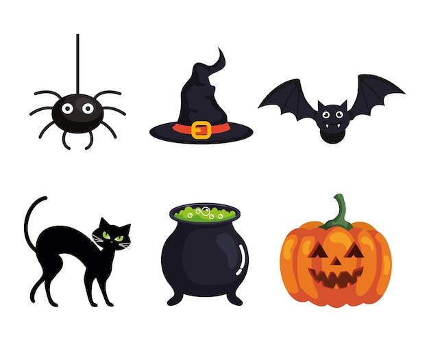 Set icons of happy halloween