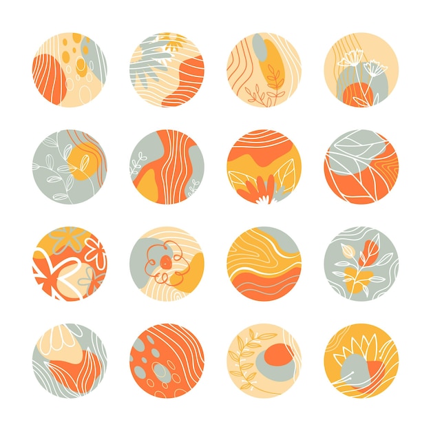 Vector set of icons for highlights stories