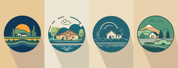 A set of icons for a house and a house on a white background