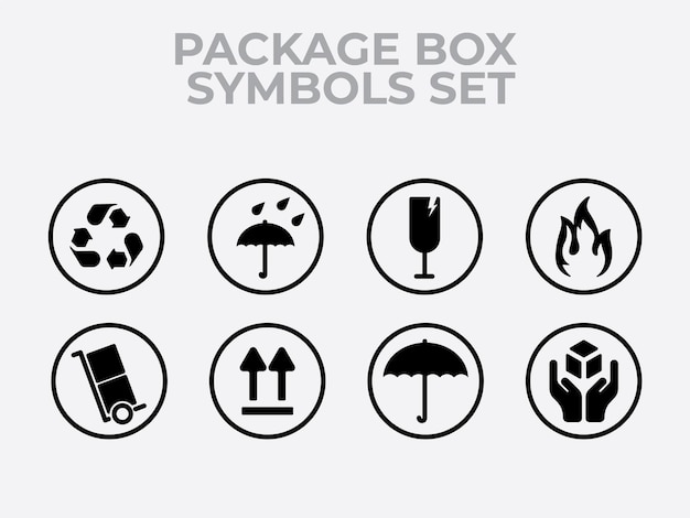 A set of icons including a package box symbols.