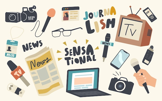 Set of Icons Journalistics Profession Theme