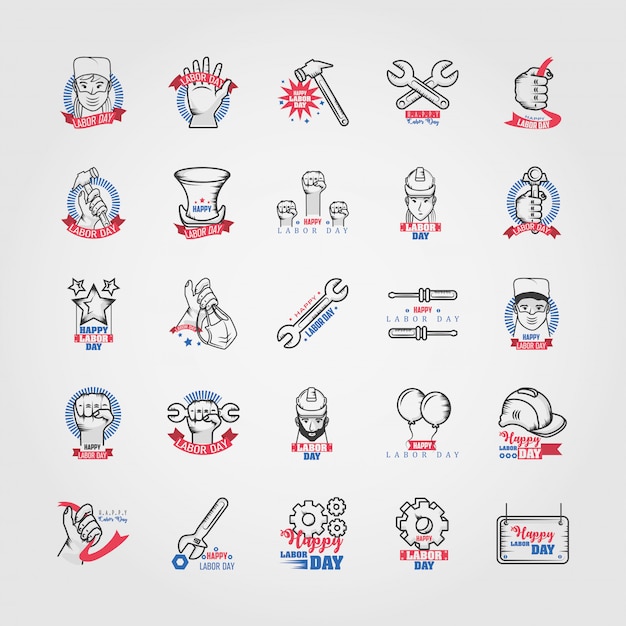 Set of icons of the labor day