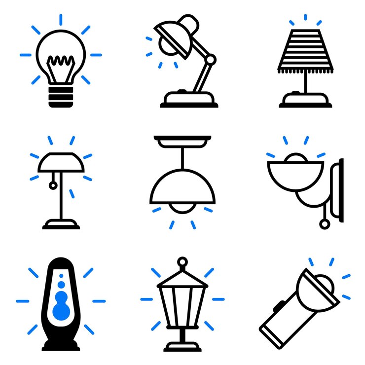 Vector set icons of lamps