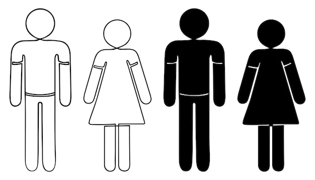 Vector set of icons man and woman girls and boys male and female icon for web and mobile modern minimalistic flat and linear designvector illustration