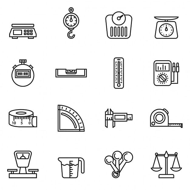 Set icons of measuring tools isolated