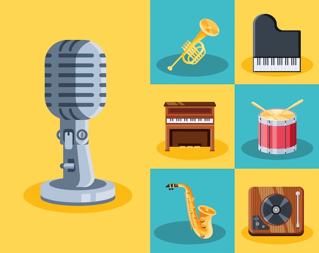 Set of icons musical instruments