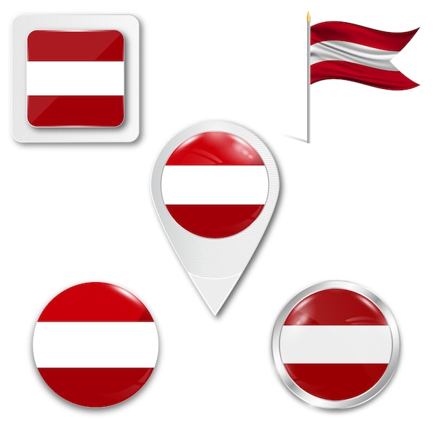 Set icons national flag of austria