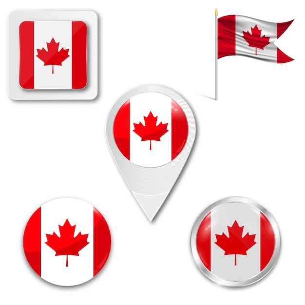 Vector set icons national flag of canada