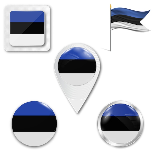 Set icons national flag of Estonia