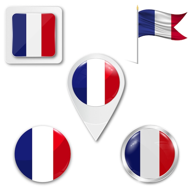 Set icons national flag of France