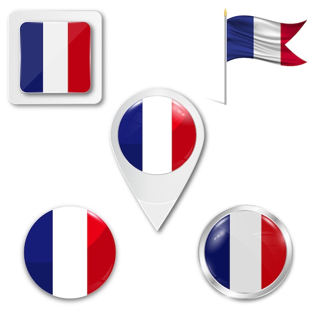 Set icons national flag of france