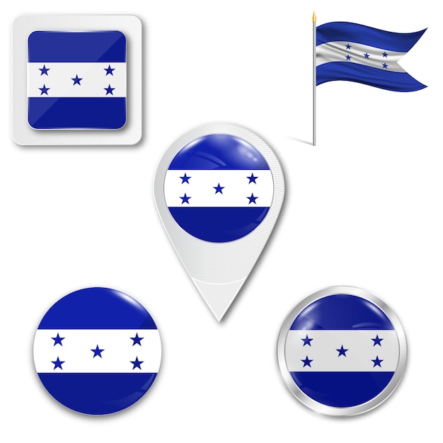 Set icons national flag of honduras