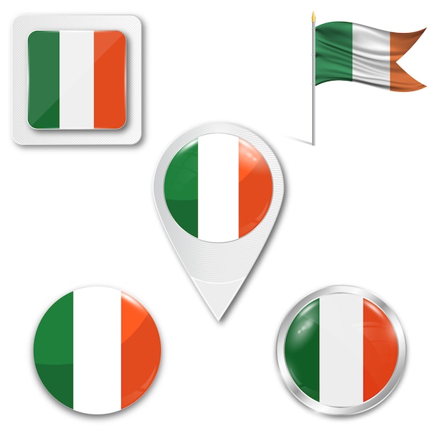 Set icons national flag of ireland