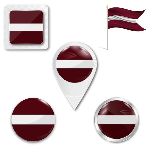 Set icons national flag of Latvia