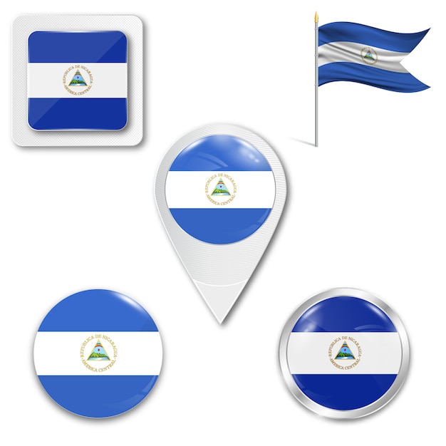 Set icons national flag of Nicaragua