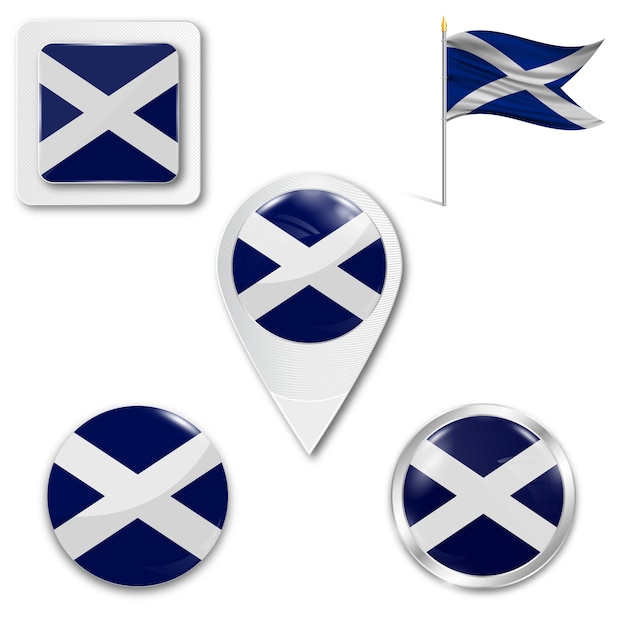 Vettore metta la bandiera nazionale delle icone della scozia