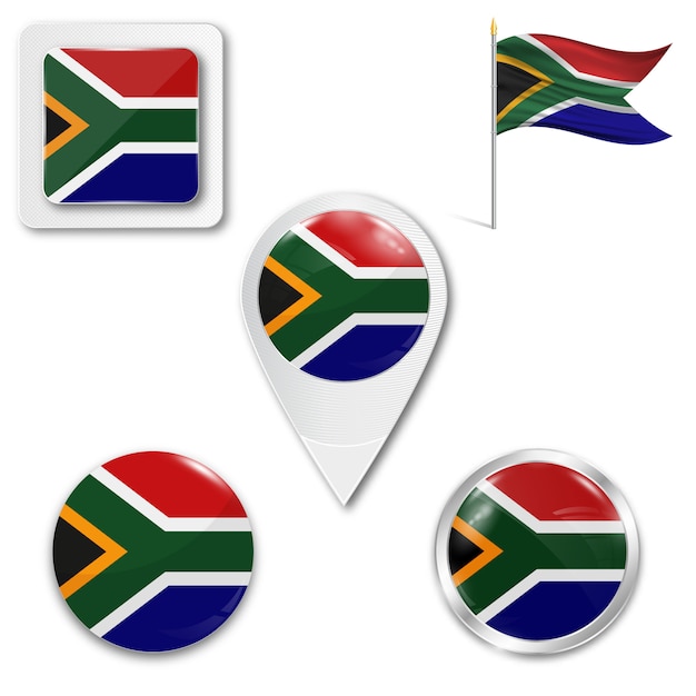 Set icons national flag of South Africa